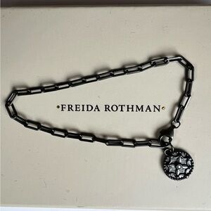 Freida Rothman Black Rhodium 925 Sterling Silver Dainty Chain Bracelet